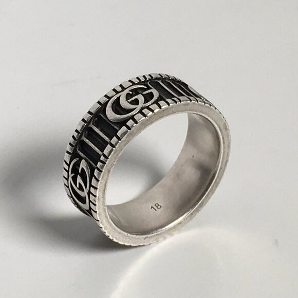 Authentic Gucci GG Marmont Sterling Silver Ring size 18 Unisex - Picture 5 of 8